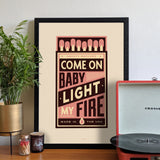 Come on baby light my fire lyrics vintage matchbox Wall Art Print