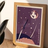 To The Moon and Back Rocket Space Galaxy art print