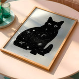 Astro Cat silver mirror foil print