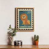 London Zoo Stamp collection print - Lion