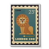 London Zoo Stamp collection print - Lion