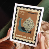 London Zoo Stamp collection print - Peacock