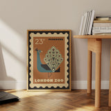 London Zoo Stamp collection print - Peacock