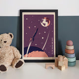 To The Moon and Back Rocket Space Galaxy art print