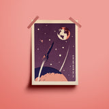 To The Moon and Back Rocket Space Galaxy art print