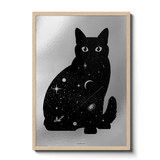 Astro Cat silver mirror foil print