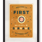 Baby Typography Personalised Print A3 - Framed