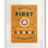 Baby Typography Personalised Print A3 - Framed