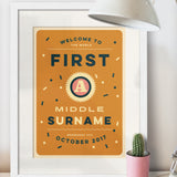 Baby Typography Personalised Print A3 - Framed