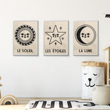 Sun, Moon & Stars - 3 Giclée Print Set